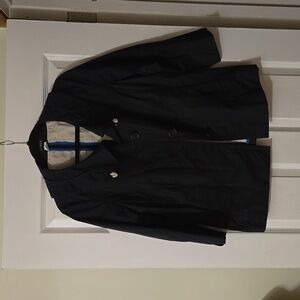 VTG J Crew Jacket Navy Blue Jacket Coat Hood Womens 8 Buttons Preppy